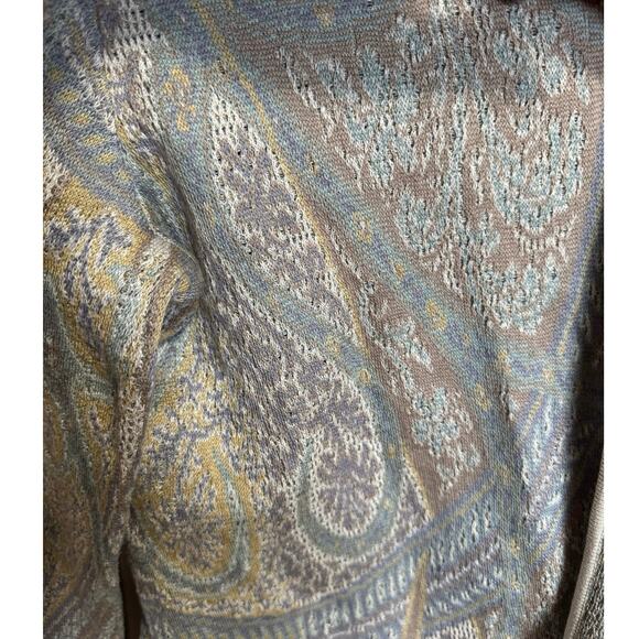 Peruvian Connection Kashmiri Open Front Cardigan Paisley Neutral Print Size Larg - Picture 7 of 11